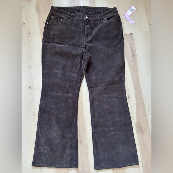 Wild Fable 1X Brown Dark Corduroy Pants Jeans Slim Boot Cut High Rise Retro - Picture 3 of 11